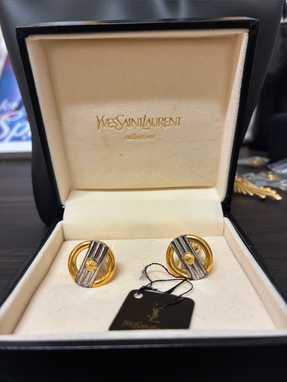 RARE! 1980s Yves Saint Laurent Gold & Silver Tone Circular Cufflinks - Deadstock